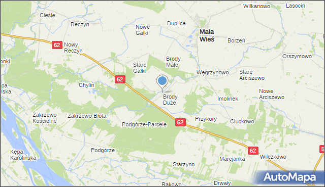 mapa Brody Duże, Brody Duże gmina Mała Wieś na mapie Targeo